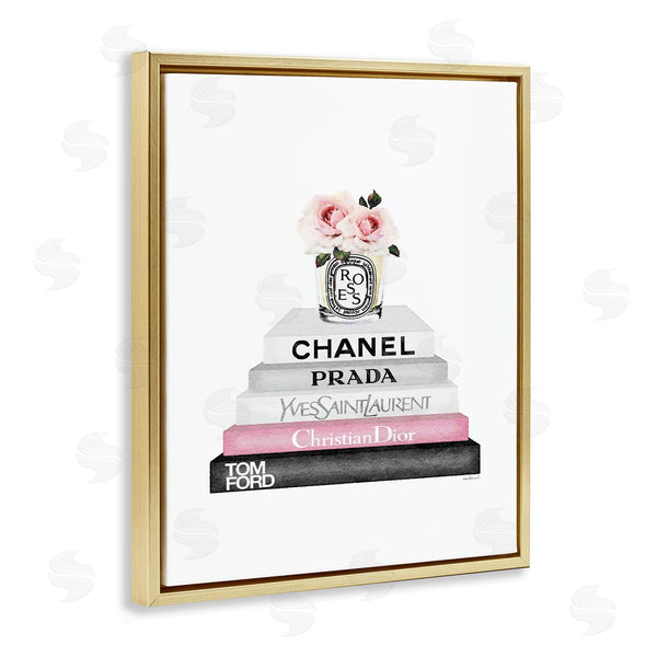 Stupell Industries Amanda Greenwood | Pink Flower Black Bookstack