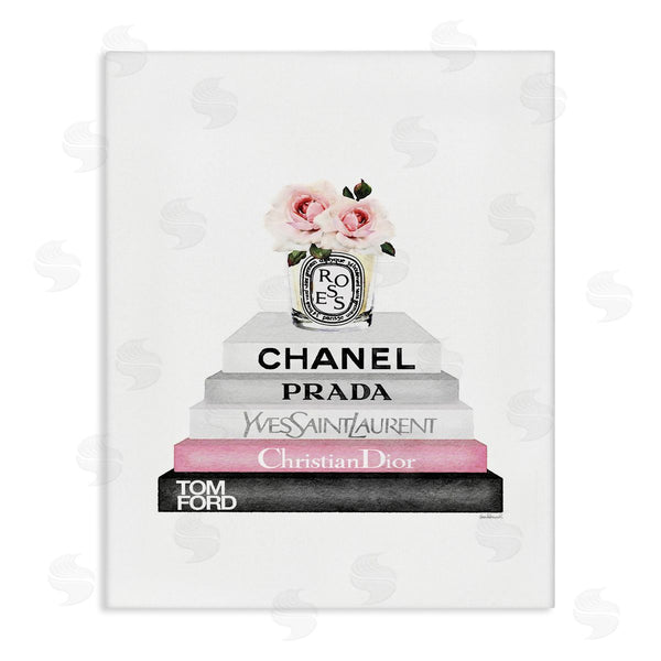 stupell industries Amanda Greenwood | Pink Flower Black Bookstack