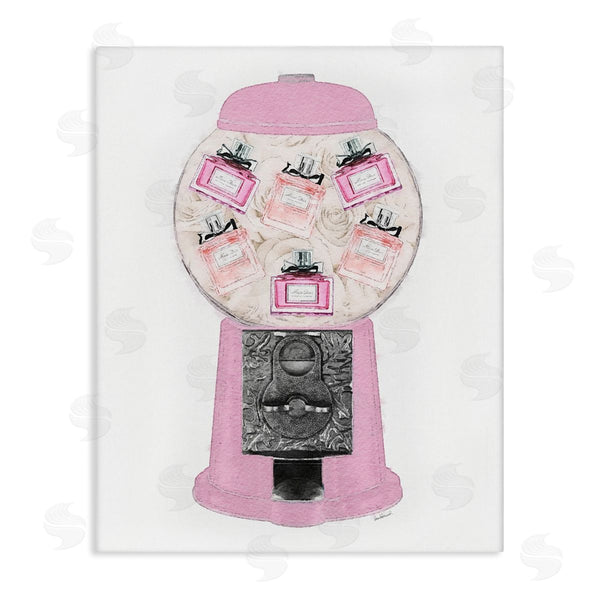 stupell industries Amanda Greenwood | Pink Gumball Machine Glam Designer Perfume Bottles Wall Art