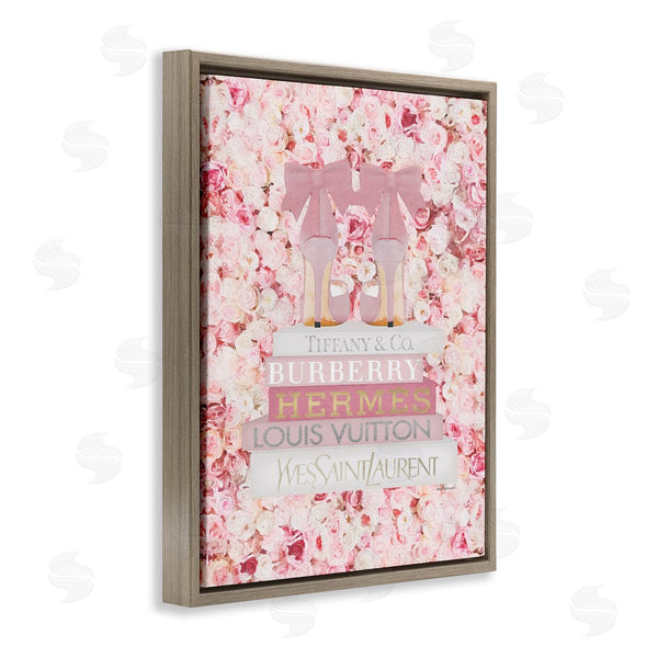 Stupell Industries Amanda Greenwood | Pink Heel Bookstack Over Roses