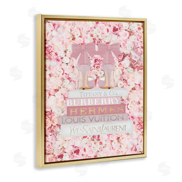 Stupell Industries Amanda Greenwood | Pink Heel Bookstack Over Roses
