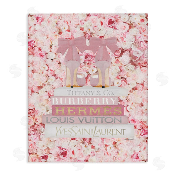 stupell industries Amanda Greenwood | Pink Heel Bookstack over Roses