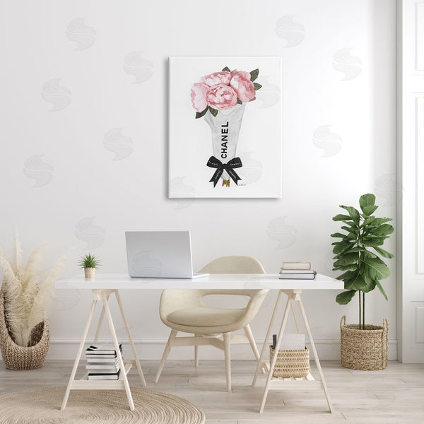 Stupell Industries Amanda Greenwood | Pink Peonies Flower Bouquet Glam Fashion Bow Wall Art