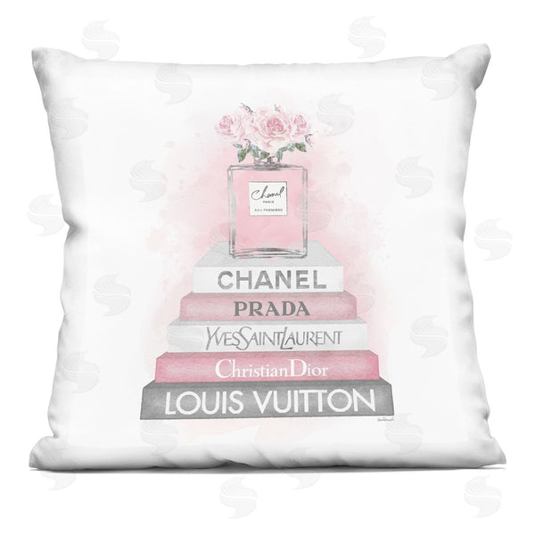 stupell industries Amanda Greenwood | Pink Perfume Blossoms Fashion Glam Books Printed Throw Pillow