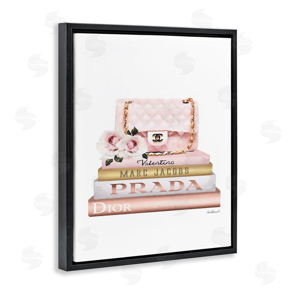 Stupell Industries Amanda Greenwood | Pink Purse Gold Bookstack Wall Art