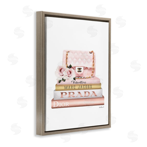 Stupell Industries Amanda Greenwood | Pink Purse Gold Bookstack Wall Art