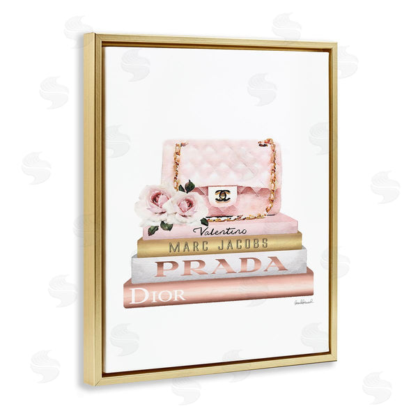Stupell Industries Amanda Greenwood | Pink Purse Gold Bookstack Wall Art