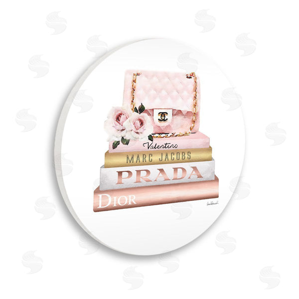 stupell industries Amanda Greenwood | Pink Purse Gold Bookstack Wall Art