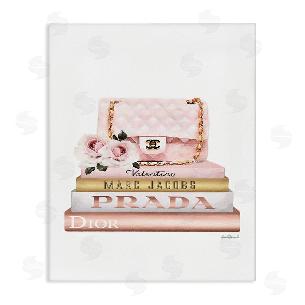 stupell industries Amanda Greenwood | Pink Purse Gold Bookstack Wall Art