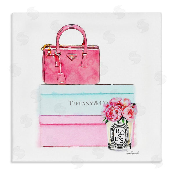 stupell industries Amanda Greenwood | Pink Purse on Stacked Boxes