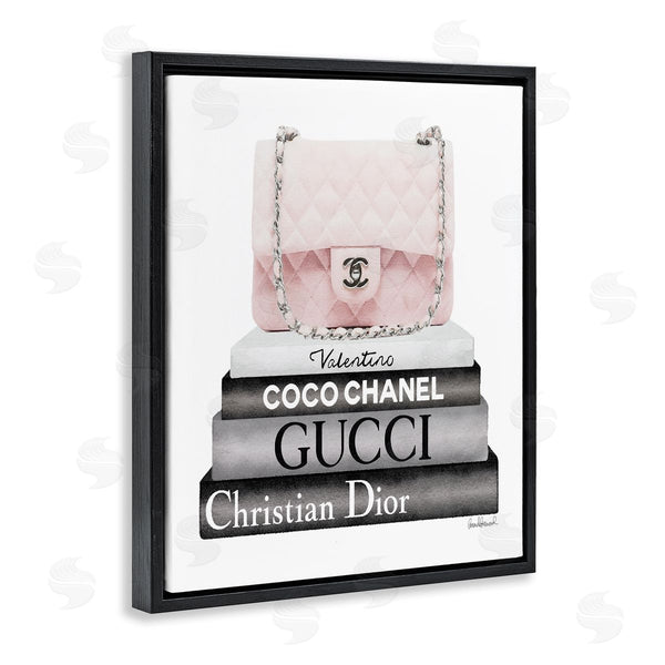 Stupell Industries Amanda Greenwood | Pink Quilted Purse On Modern Chic Bookstack Wall Art