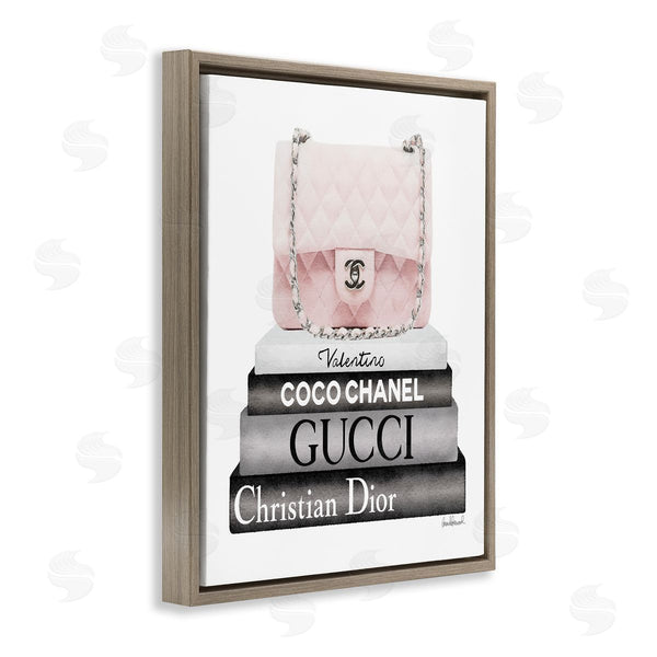 Stupell Industries Amanda Greenwood | Pink Quilted Purse On Modern Chic Bookstack Wall Art