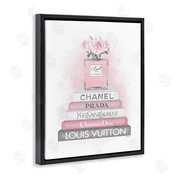 Stupell Industries Amanda Greenwood | Pink Roses Perfume Bottle Glam Fashion Bookstack Wall Art