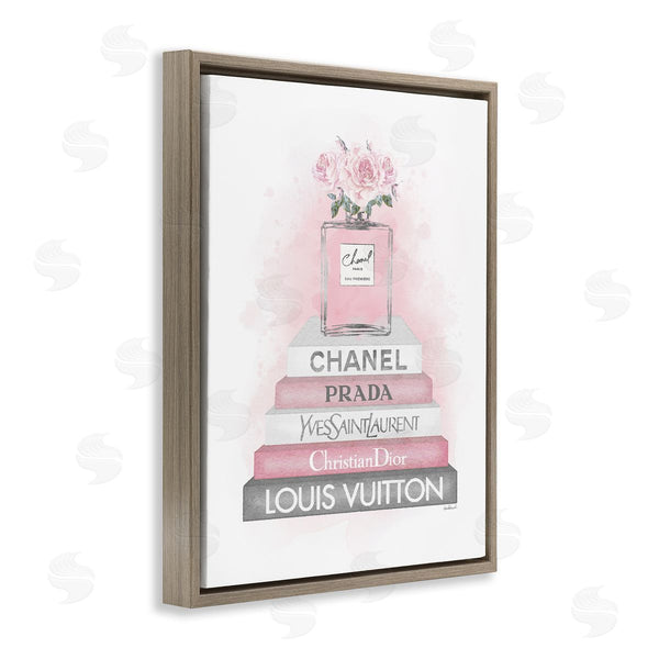 Stupell Industries Amanda Greenwood | Pink Roses Perfume Bottle Glam Fashion Bookstack Wall Art