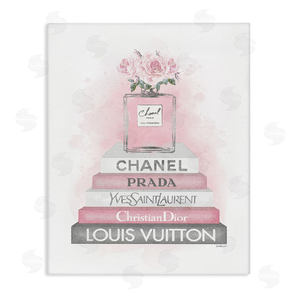 stupell industries Amanda Greenwood | Pink Roses Perfume Bottle Glam Fashion Bookstack Wall Art