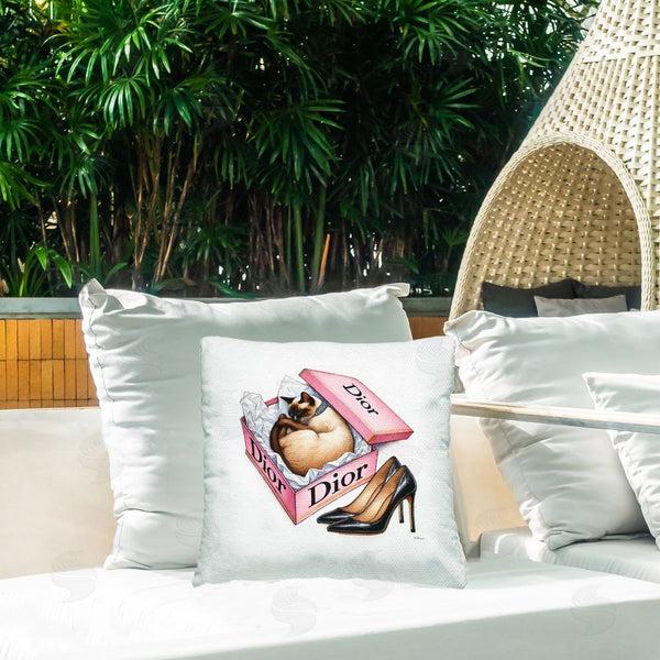 Stupell Industries Amanda Greenwood | Pink Shoebox With Cat Printed Throw Pillow