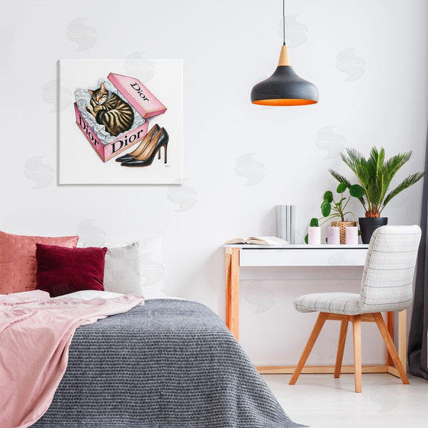 Stupell Industries Amanda Greenwood | Pink Shoebox With Kitten Wall Art