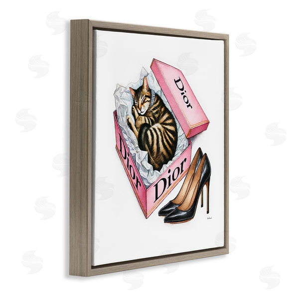 Stupell Industries Amanda Greenwood | Pink Shoebox With Kitten Wall Art
