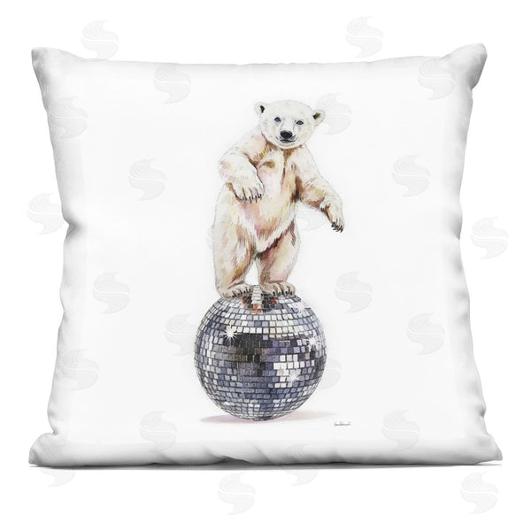 stupell industries Amanda Greenwood | Polar Bear on Disco Ball Printed Throw Pillow