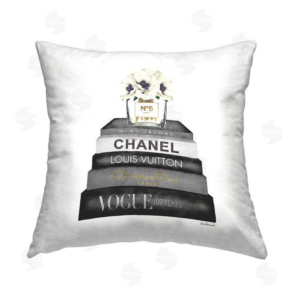 stupell industries Amanda Greenwood | Poppy Blossoms Chic Fashion Books Printed Throw Pillow
