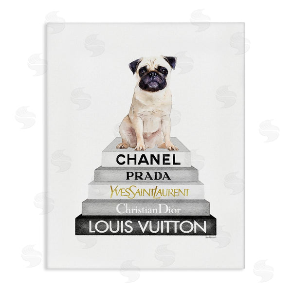 stupell industries Amanda Greenwood | Pug Dog Grey Fashion Books