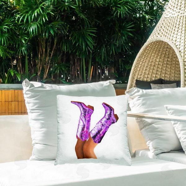 Stupell Industries Amanda Greenwood | Purple Glam Cowgirl Boots Printed Throw Pillow