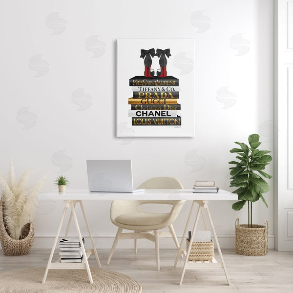 Stupell Industries Amanda Greenwood | Red Bottom Heels Glam Fashion Bookstack Wall Art