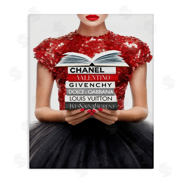 stupell industries Amanda Greenwood | Red Fashion Books Girl