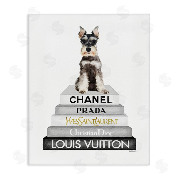 stupell industries Amanda Greenwood | Schnauzer Puppy on Books