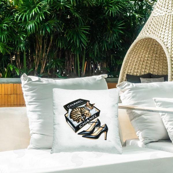 Stupell Industries Amanda Greenwood | Sleeping Cat In Shoe Box Printed Throw Pillow