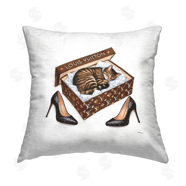 Stupell Industries Amanda Greenwood | Sleeping Cat In Shoebox Printed Throw Pillow