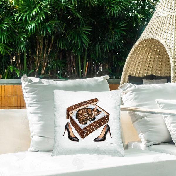 Stupell Industries Amanda Greenwood | Sleeping Cat In Shoebox Printed Throw Pillow