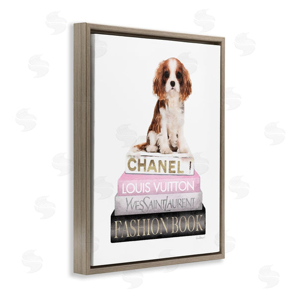 Stupell Industries Amanda Greenwood | Spaniel Puppy Pink Fashion Bookstack