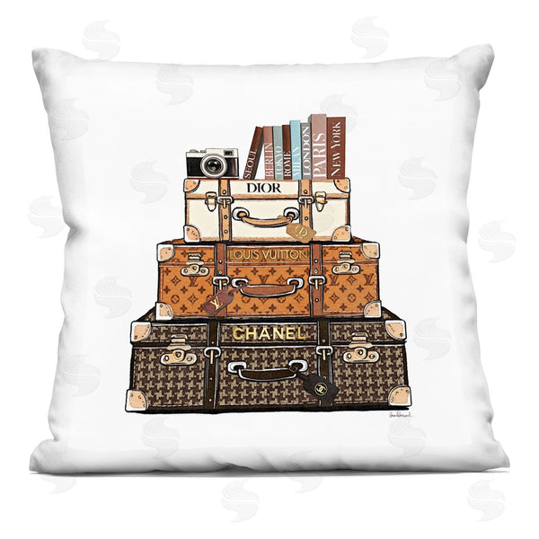stupell industries Amanda Greenwood | Stacked Glam Suitcases Printed Throw Pillow