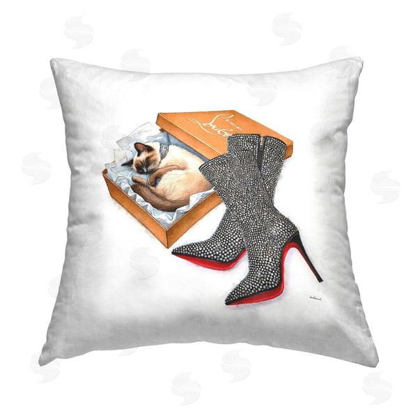 stupell industries Amanda Greenwood | Stylish Shoebox Cat Printed Throw Pillow