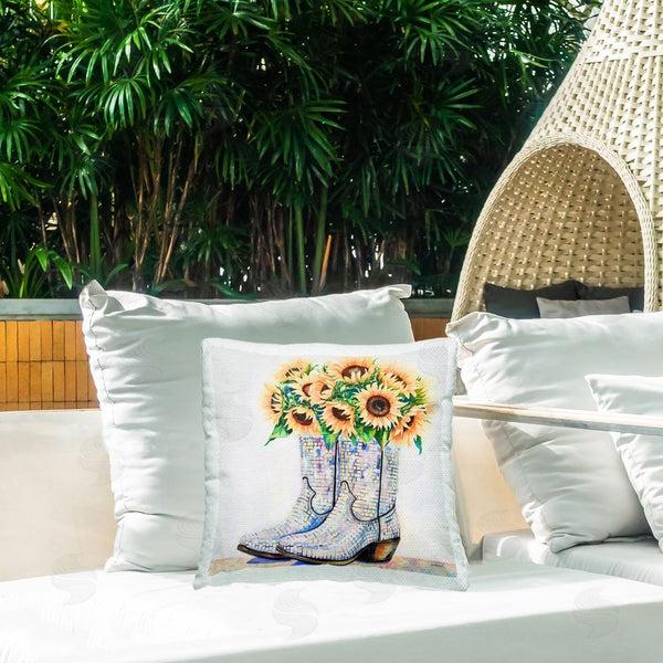 Stupell Industries Amanda Greenwood | Sunflower Filled Cowgirl Boots Printed Throw Pillow