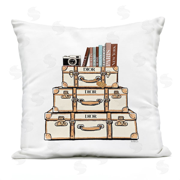 Stupell Industries Amanda Greenwood | Symmetrical Stacked Suitcases Printed Throw Pillow