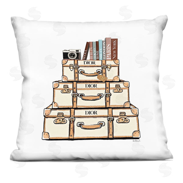 stupell industries Amanda Greenwood | Symmetrical Stacked Suitcases Printed Throw Pillow