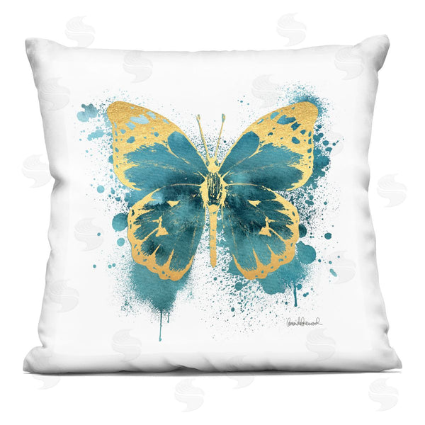 stupell industries Amanda Greenwood | Teal Butterfly Wildlife Insect Printed Throw Pillow