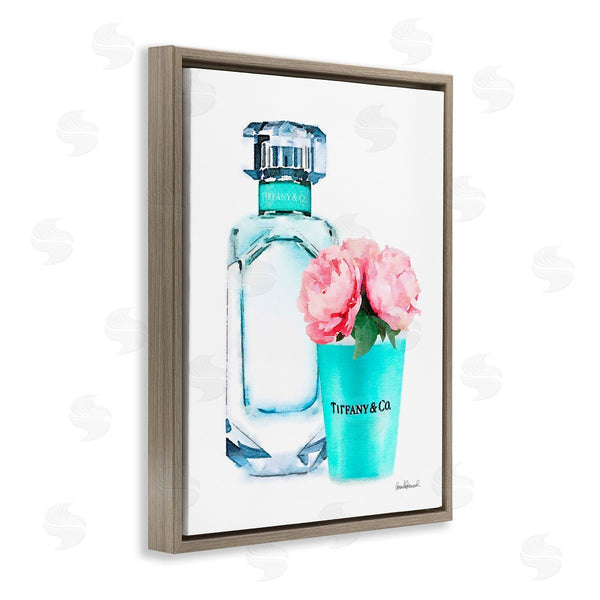 Stupell Industries Amanda Greenwood | Teal Perfume Bottle And Peonies