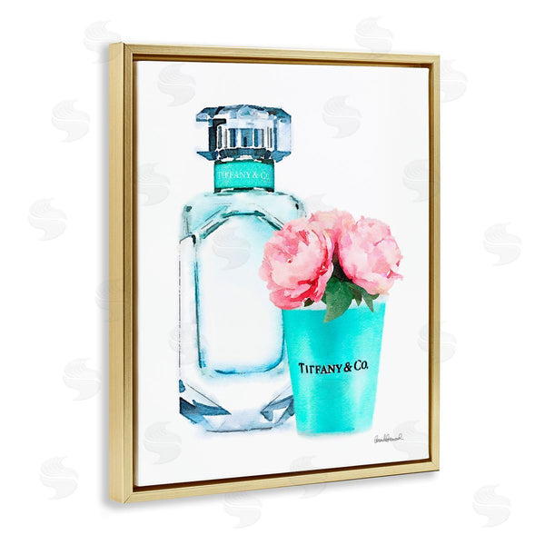 Stupell Industries Amanda Greenwood | Teal Perfume Bottle And Peonies