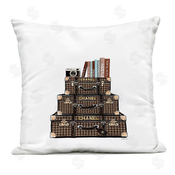 Stupell Industries Amanda Greenwood | Travel Vintage Luggage & Books Printed Throw Pillow