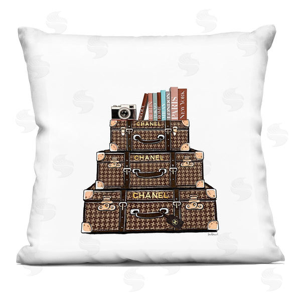 stupell industries Amanda Greenwood | Travel Vintage Luggage & Books Printed Throw Pillow
