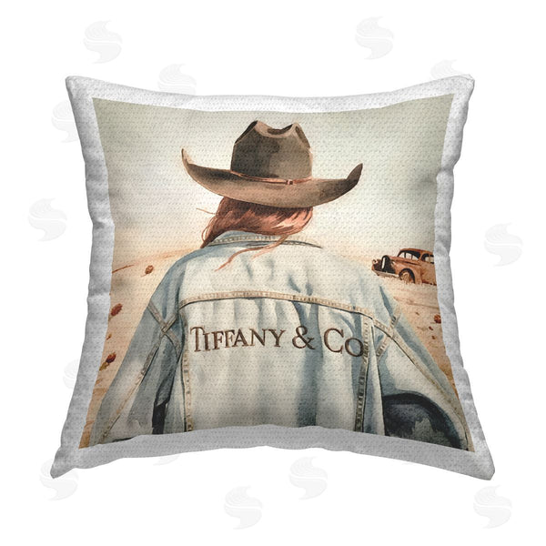 Stupell Industries Amanda Greenwood | Trendy Brunette Cowgirl Printed Throw Pillow
