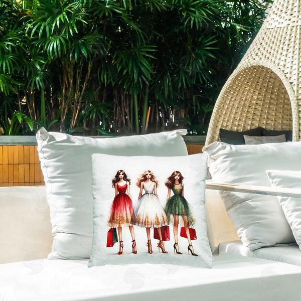 Stupell Industries Amanda Greenwood | Trendy Christmas Girls Printed Throw Pillow