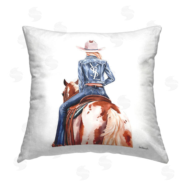 stupell industries Amanda Greenwood | Trendy Cowgirl on Horse Printed Throw Pillow