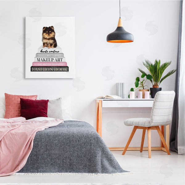 Stupell Industries Amanda Greenwood | Trendy Pomeranian Yorkie Dog Small Pet Fashion Stack Wall Art