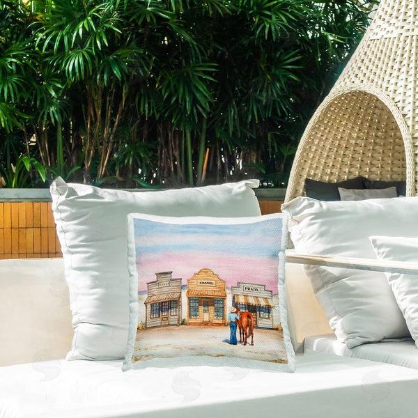 Stupell Industries Amanda Greenwood | Trendy Saloon Shops Cowgirl Printed Throw Pillow