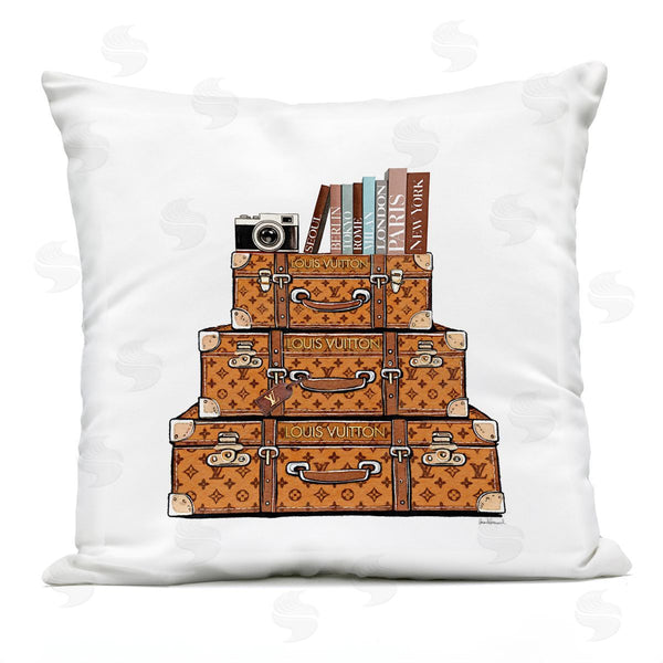 Stupell Industries Amanda Greenwood | Trendy Stacked Luggages Printed Throw Pillow