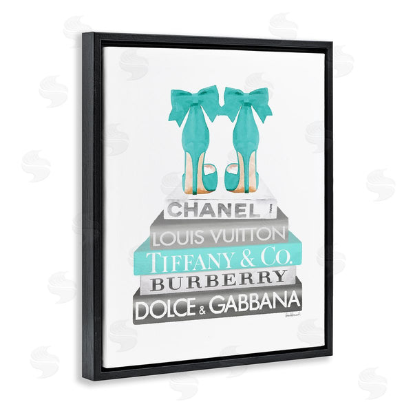 Stupell Industries Amanda Greenwood | Turquoise Designer Heels On Modern Glam Bookstack Wall Art